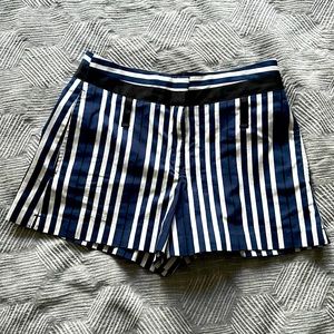 Rag & Bone: Multicolor Navy Blue White Striped Black Trim Willow Short.  W sz 0